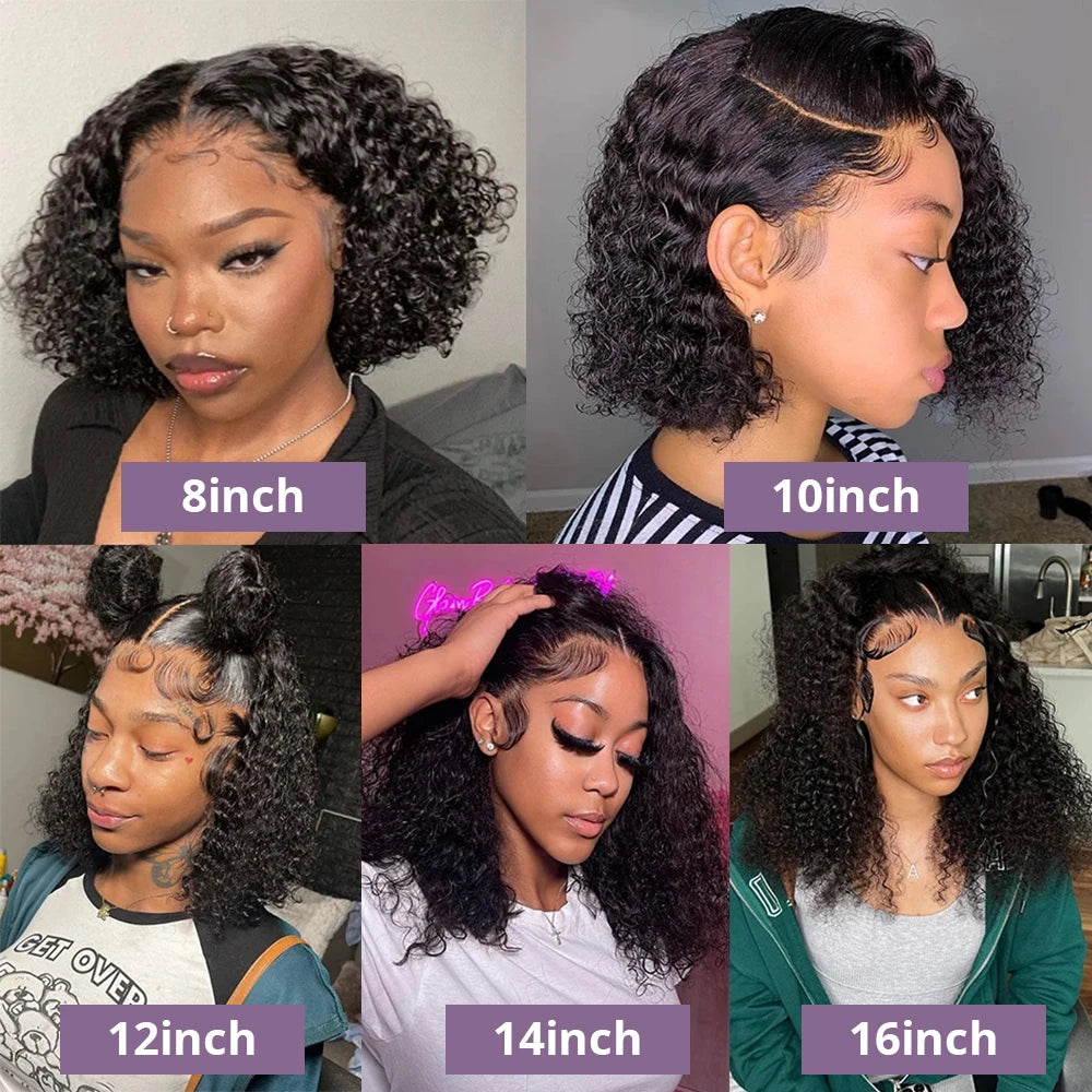 Pre Cut No Glue Water Wave 13x4 Bob Wigs Curly 7x5 Glueless Wig Human Hair Ready To Go