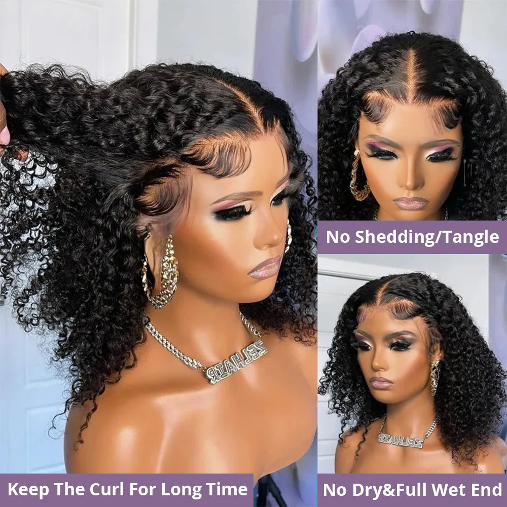 Pre Cut No Glue Water Wave 13x4 Bob Wigs Curly 7x5 Glueless Wig Human Hair Ready To Go