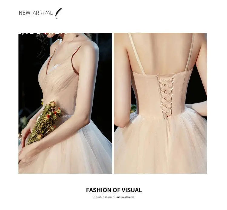 Wedding dress Sexy Deep V Neck Ball Gowns Spaghetti Straps Off White Champagne Tulle Bridal Dress