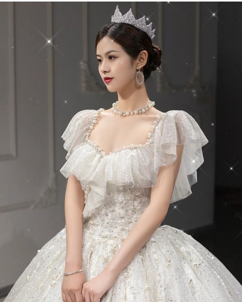 Off The Shoulder Luxury Big Train Princess Bride Dress