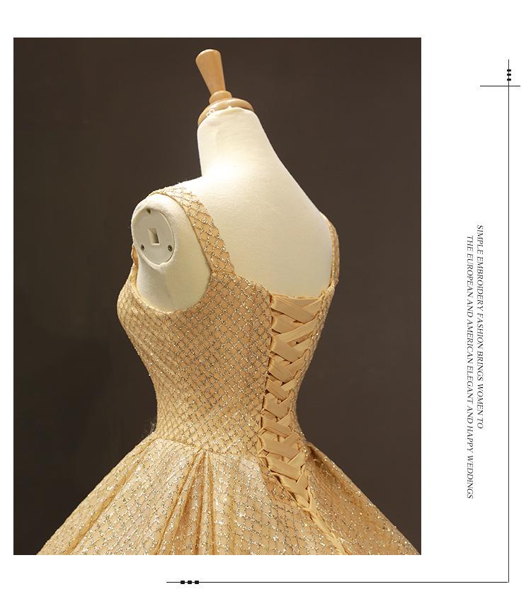 Gold Quinceanera Dresses Luxury Shinging Sleeveless Ball Gown