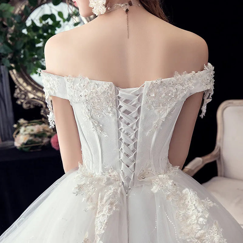 Simple Slim Sweetheart Lace Wedding Dress Embroidery Applique Beading Sequin Backless Bridal Gown