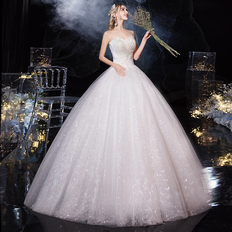 Strapless Elegant Lace Wedding Gown Princes