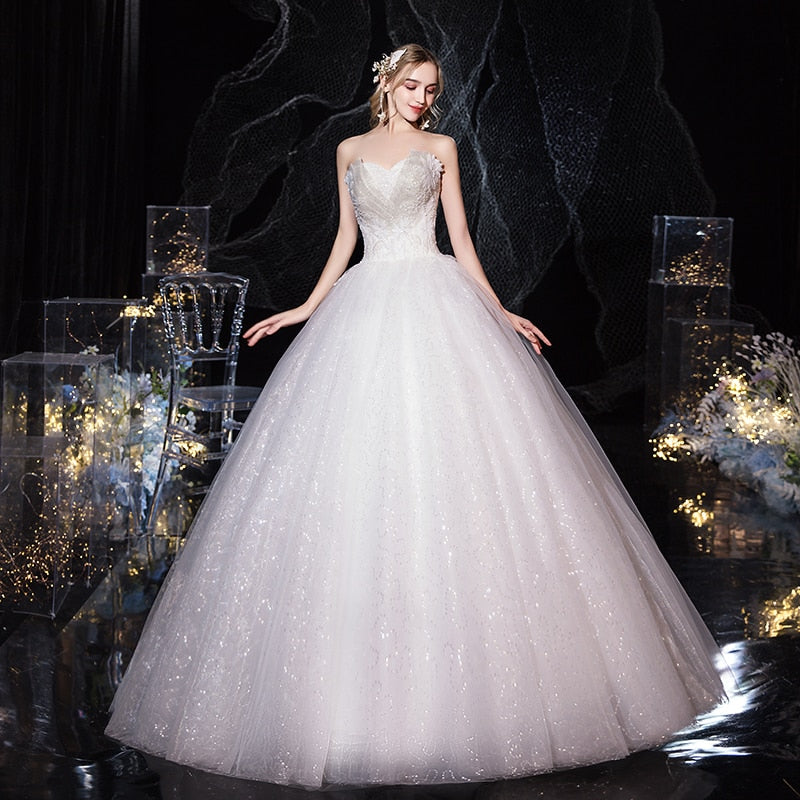 Strapless Elegant Lace Wedding Gown Princes
