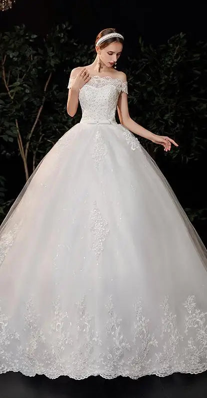 Full Sleeve Sexy V-neck Bride Floor Dress