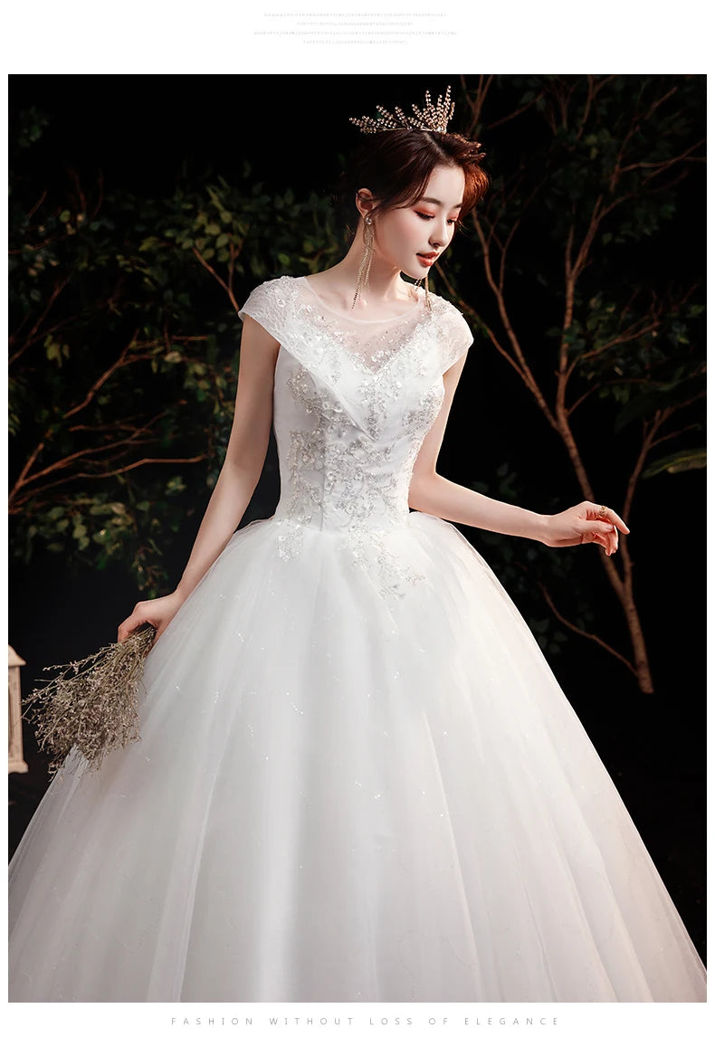 Fashion plus size Ivory Wedding Dresses Vestidos De Novia muslim Wedding Gowns for girl Sweet V Neck Bridal dress