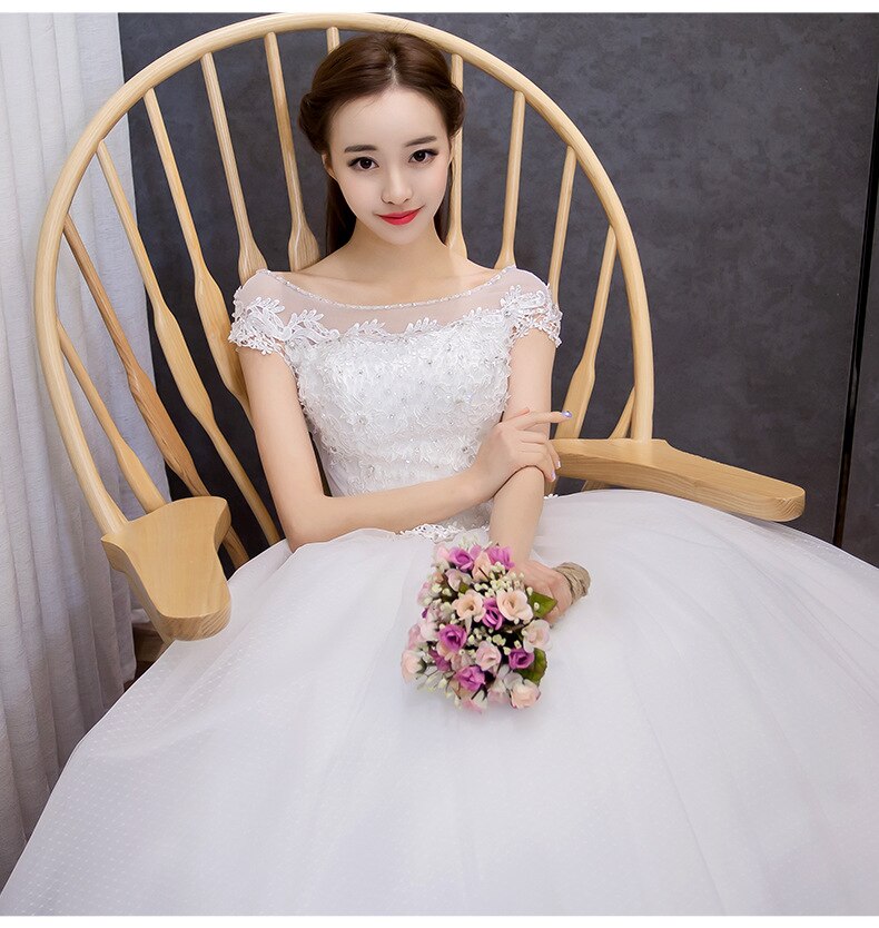 Classic O-neck Lace Up Ball Gown