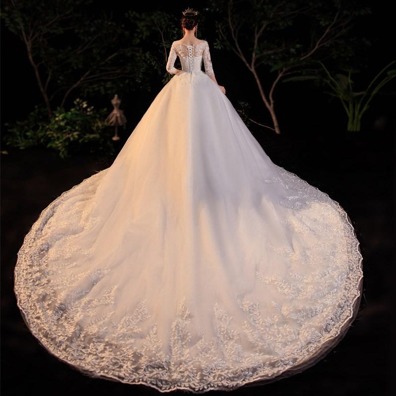 Half Sleeve Empire Illusion Wedding Dress For Pregnant Ball Gown 2023 Lace Embroidery