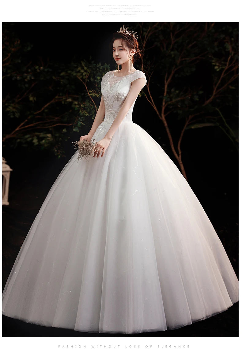 Fashion plus size Ivory Wedding Dresses Vestidos De Novia muslim Wedding Gowns for girl Sweet V Neck Bridal dress