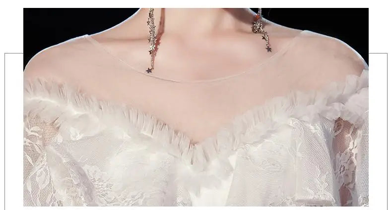 Luxury Lace Wedding Gown With Train Ball Gown Classic Cap Sleeve