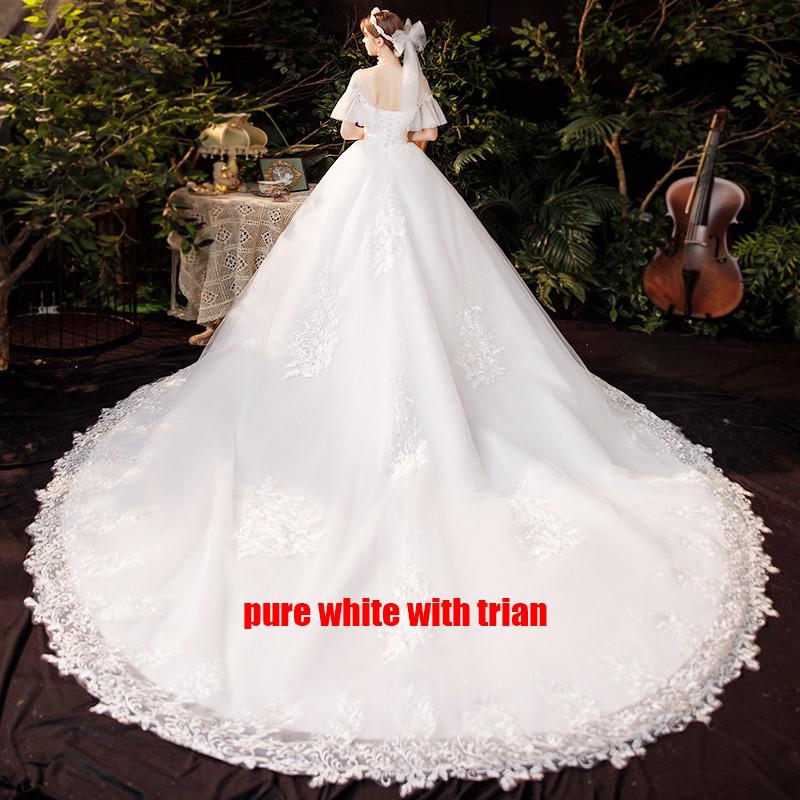 Short Sleeve Lace Wedding Dresses Luxury Bridal Lace Up Ball Gown