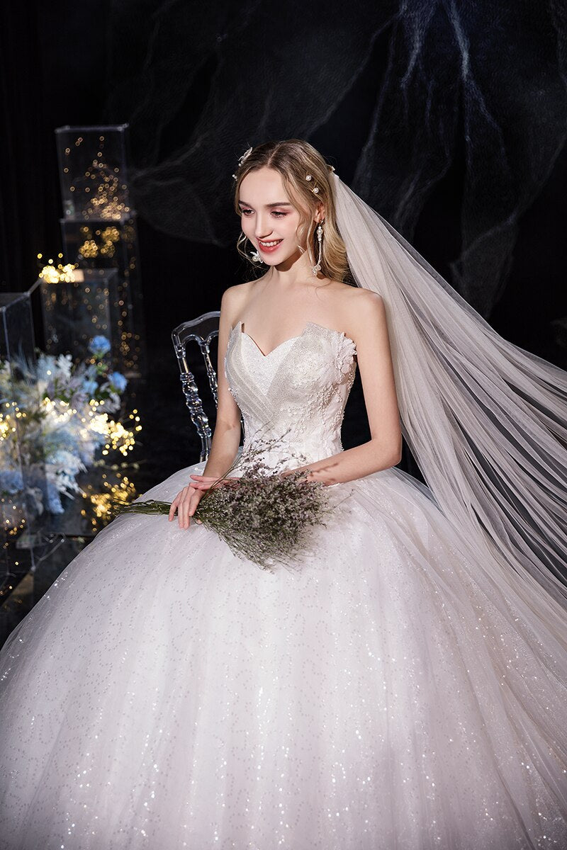 Strapless Elegant Lace Wedding Gown Princes