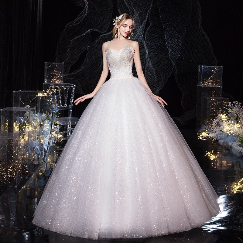 Strapless Elegant Lace Wedding Gown Princes