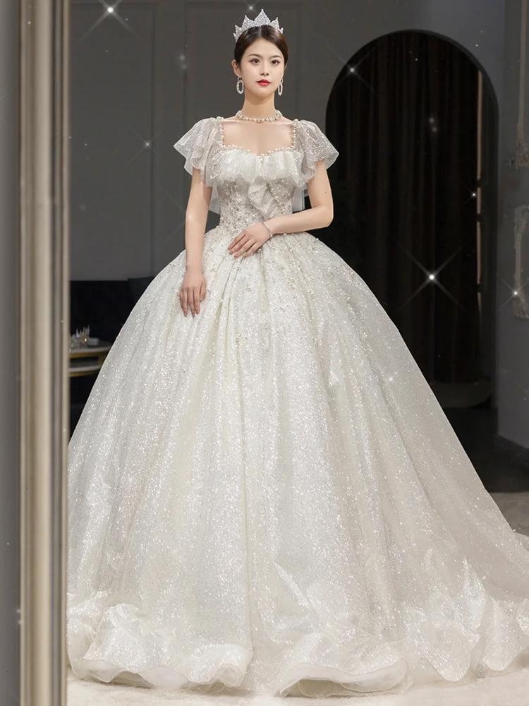Off The Shoulder Luxury Big Train Princess Bride Dress
