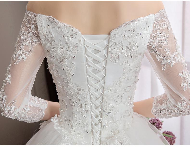 2023 Long Tail Half Sleeve Wedding Dress Princess Wedding Gown Lace V Neck Bridal Dress Plus Size