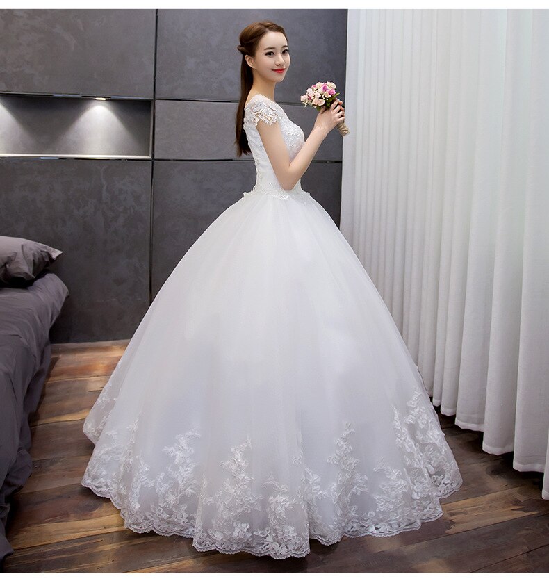 Classic O-neck Lace Up Ball Gown