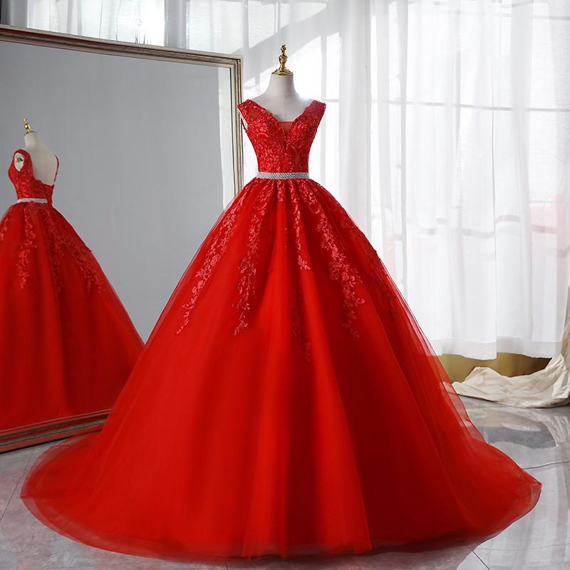 Champagne Wedding Dress With Trian Sexy V-neck Bridal Dress Backless Ball Gown