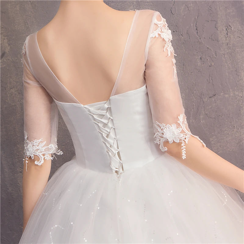 White Red Wedding Dress Sexy V-Neck Half Sleeve 100% Real Photo Lace Ball Gown Cheap Plus Size