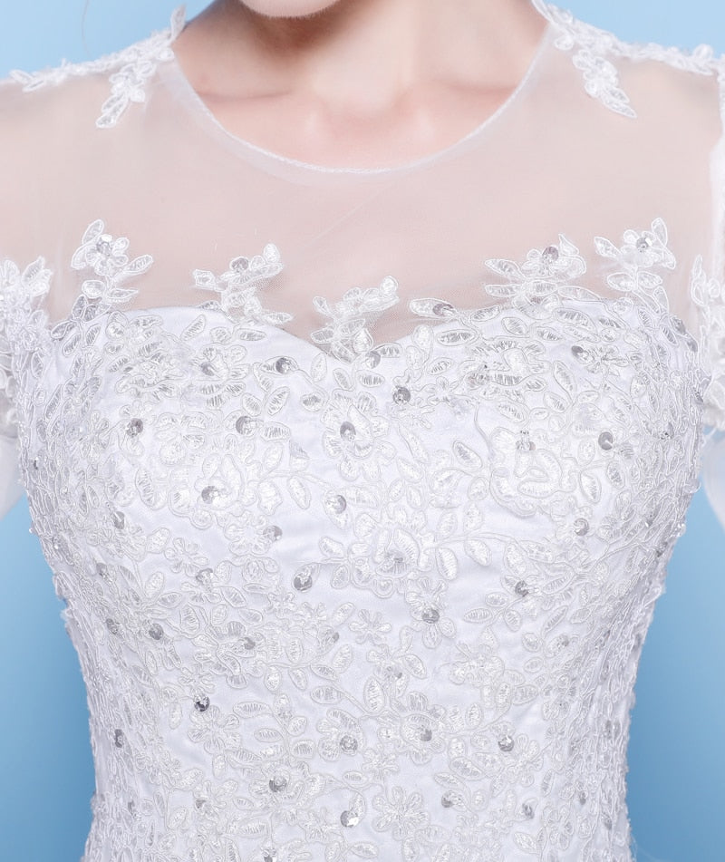 Sexy See Through Wedding Dress Luxury Long Sleeve Wedding Gown 2020 Lace Beaded Mariage Bridal Gowns Vestido De Noiva