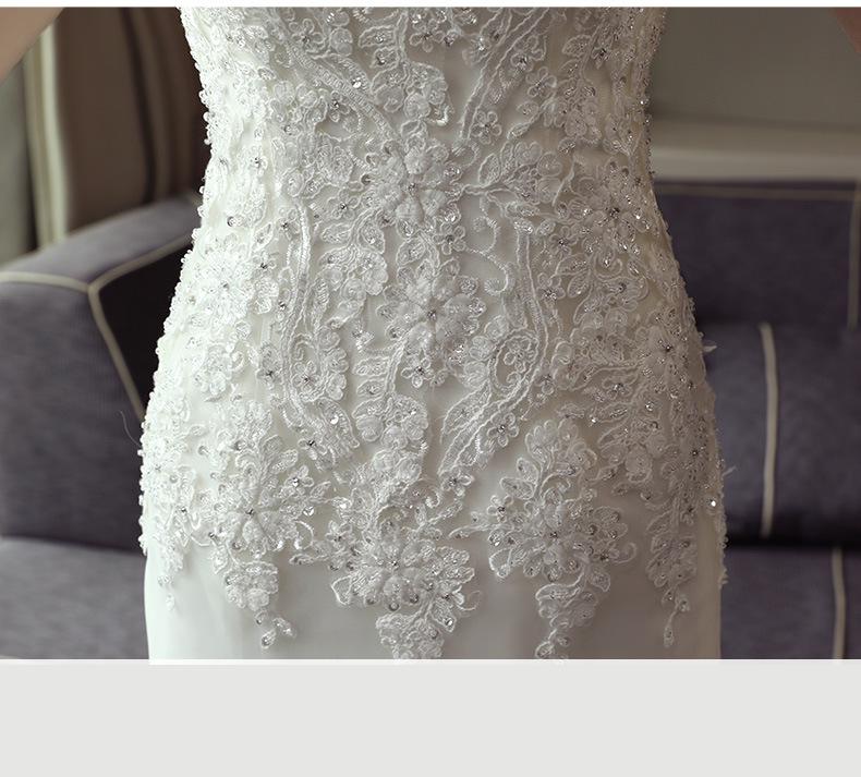 The Bridal O-neck Court Train Luxury Lace Embroidery Mermaid Princess Luxury Wedding Dress