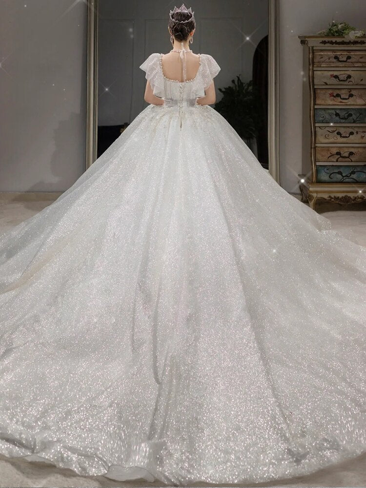 Off The Shoulder Luxury Big Train Princess Bride Dress