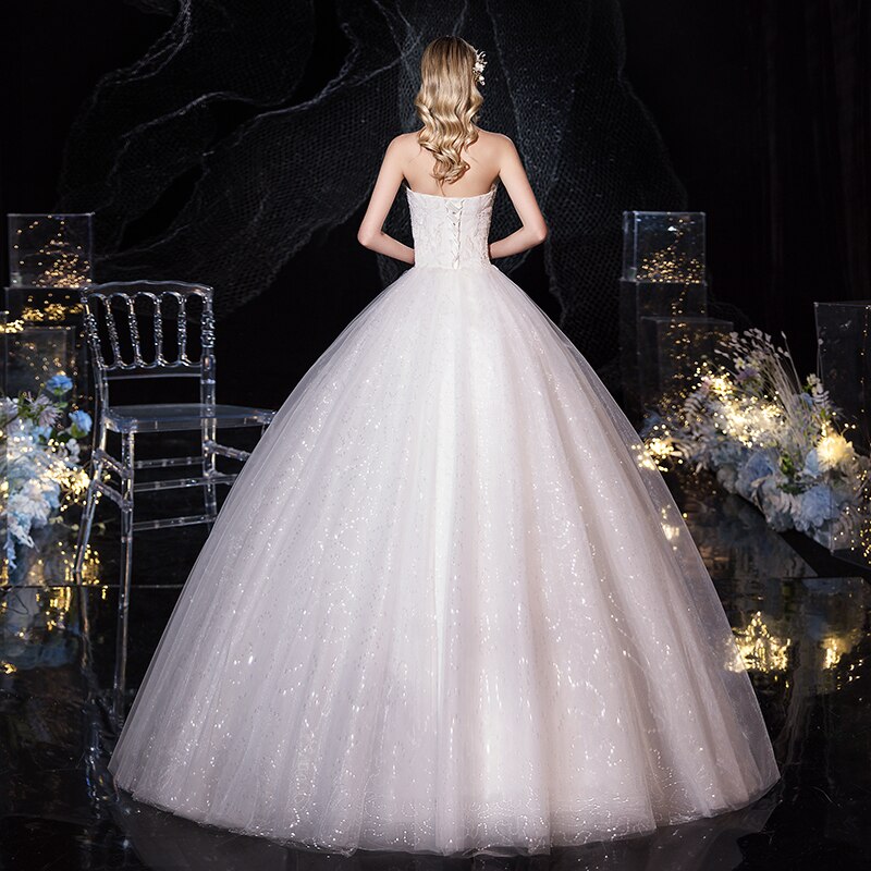 Strapless Elegant Lace Wedding Gown Princes