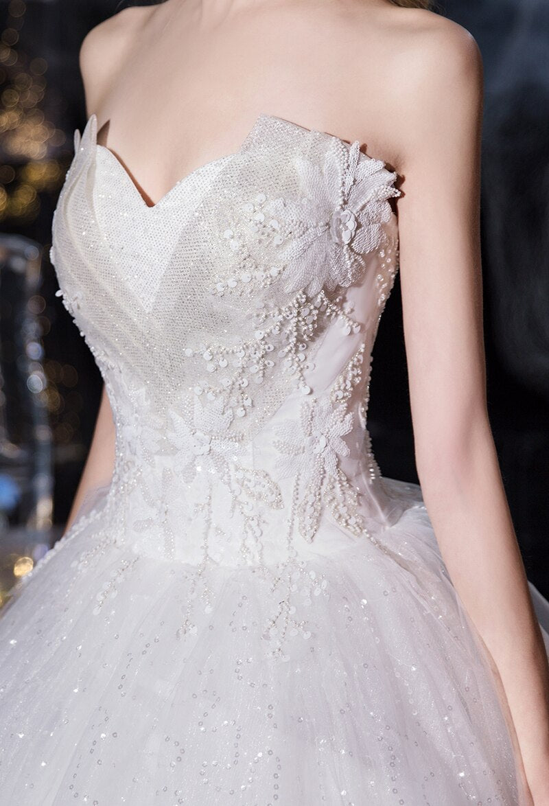 Strapless Elegant Lace Wedding Gown Princes