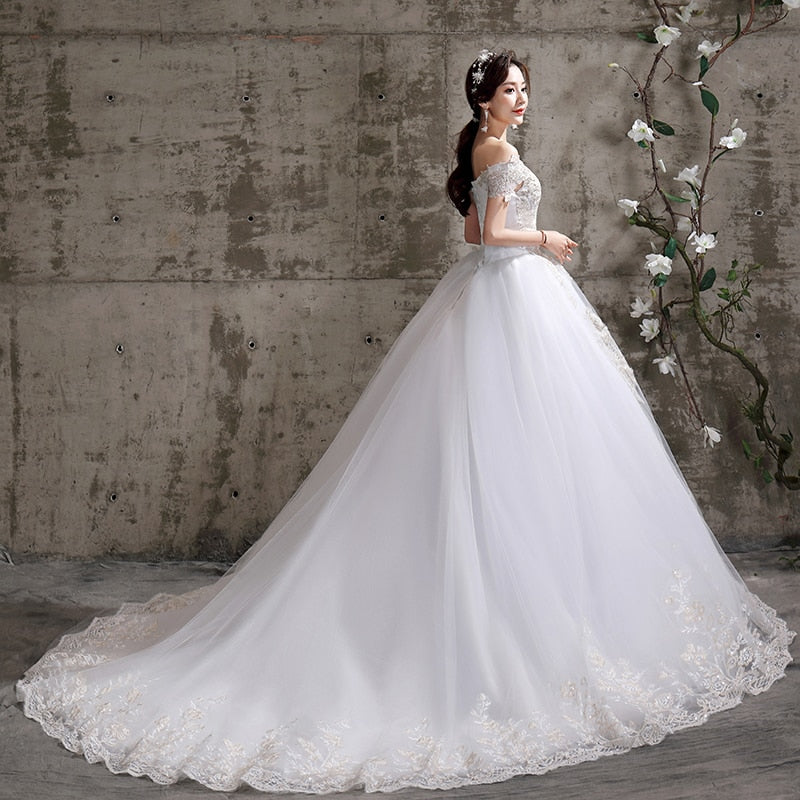 Off The Shoulder New Bride Dresses Simple Wedding Gowns Plus Size Vestido De Noiva