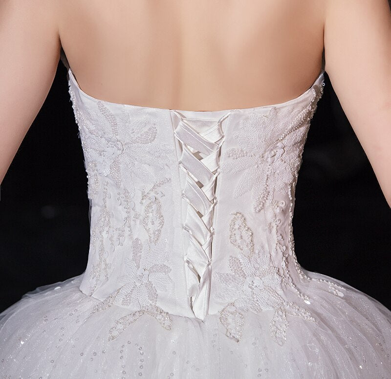 Strapless Elegant Lace Wedding Gown Princes