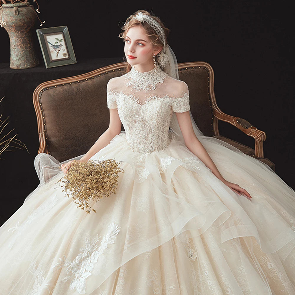 Beading Appliques Lace Princess Ball Gown Dresses