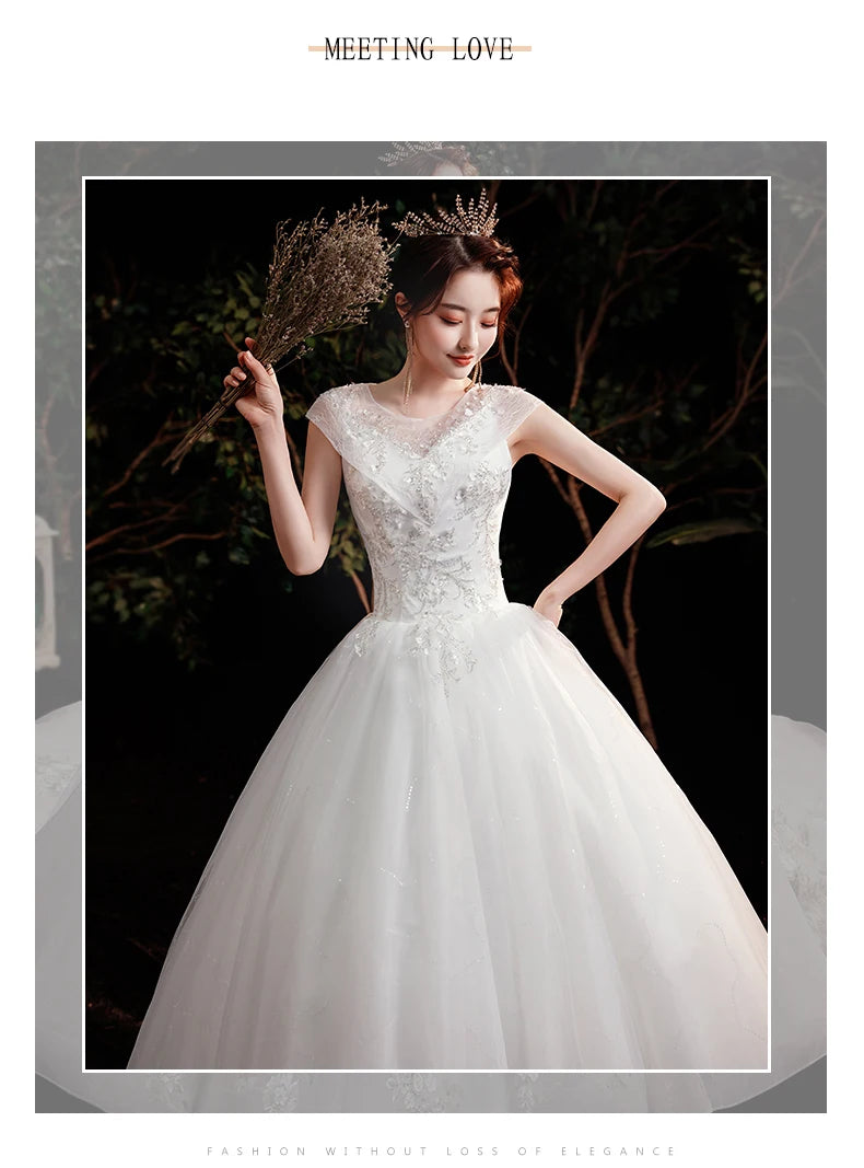 Fashion plus size Ivory Wedding Dresses Vestidos De Novia muslim Wedding Gowns for girl Sweet V Neck Bridal dress