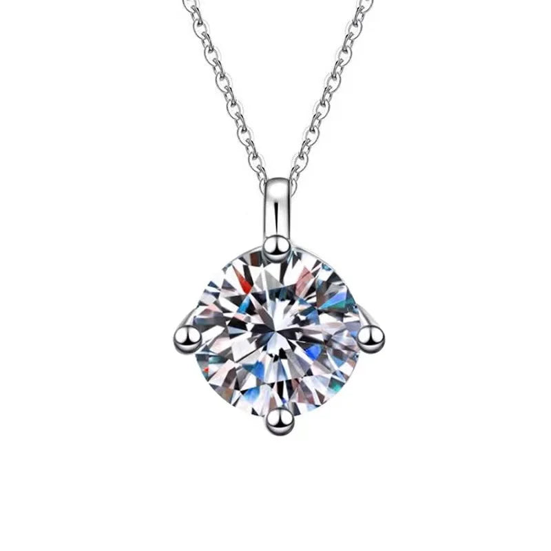 Trendy 925 Sterling Silver 1-3 Carat D Color Moissanite Pendant Necklace
