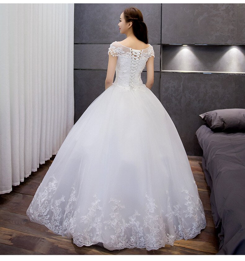 Classic O-neck Lace Up Ball Gown