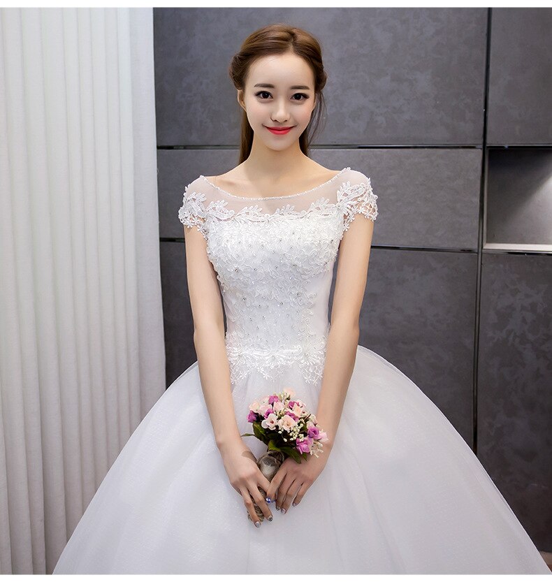 Classic O-neck Lace Up Ball Gown