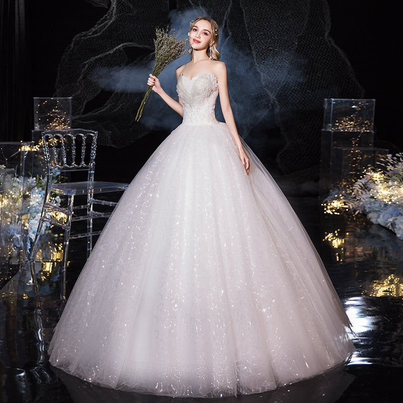Strapless Elegant Lace Wedding Gown Princes