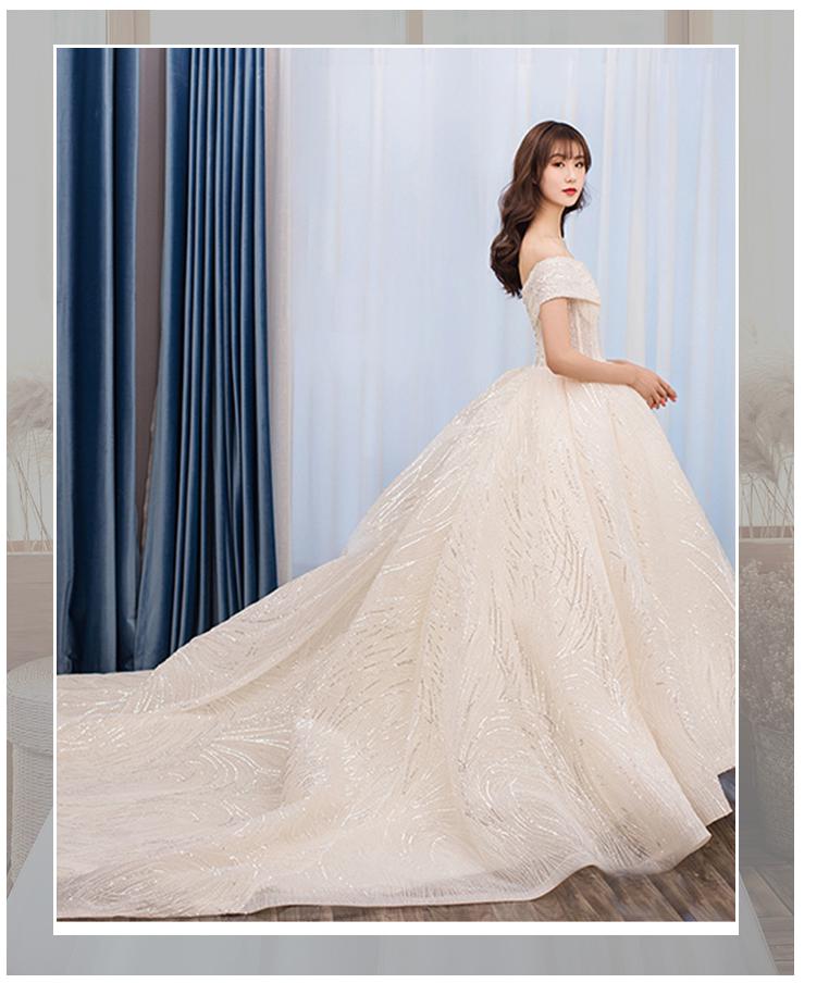 Off The Shoulder Wedding Dress Sweep Train Ball Gown Wedding Gown Vestido De Noiva Luxury Prinecess Bride Dress
