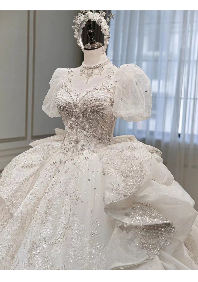 New bride senior texture luxury big tail French wedding dress