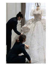 Load image into Gallery viewer, New bride senior texture luxury big tail French wedding dress
