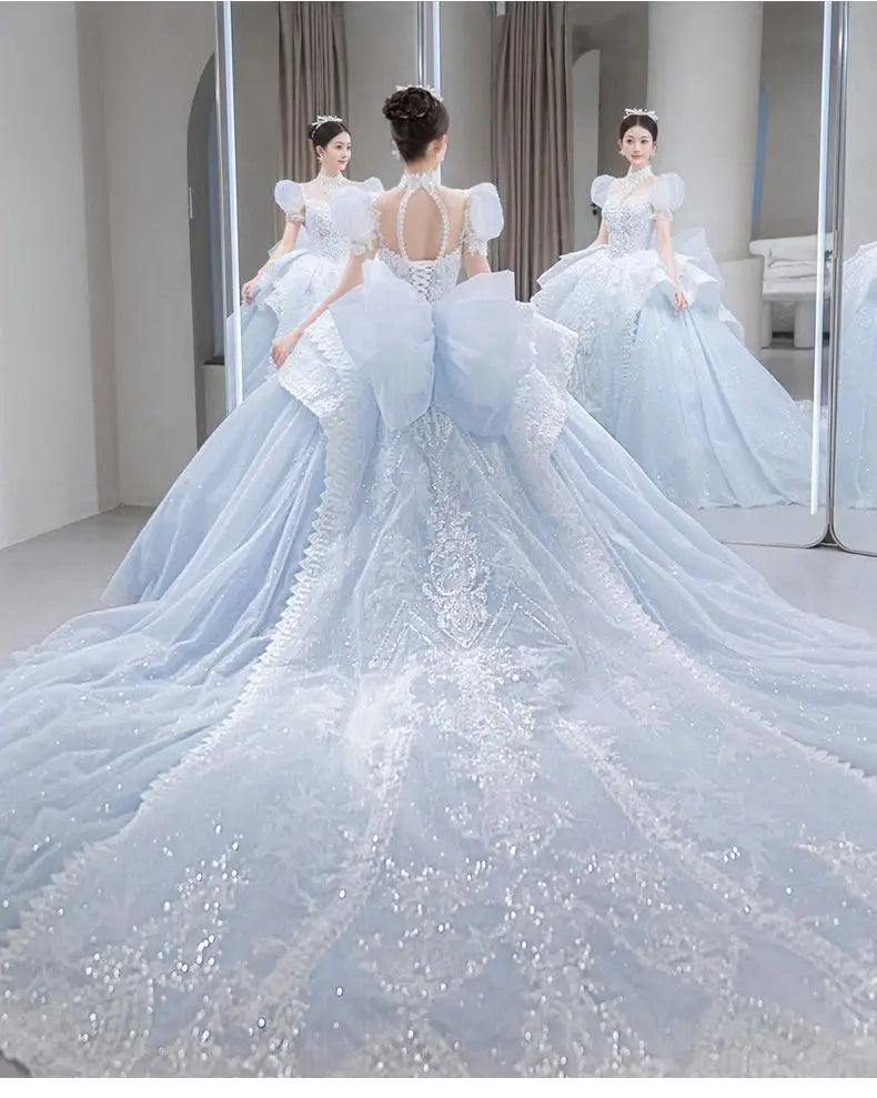 Luxury Blue Wedding Dress Ice And Snow Dress