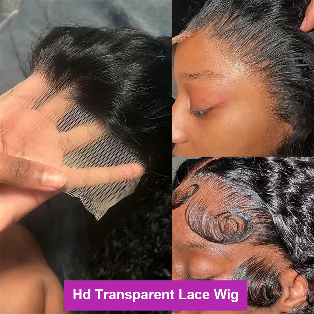 Transparent 250% Density Water Culry Human Hair 40Inch Deep Wave
