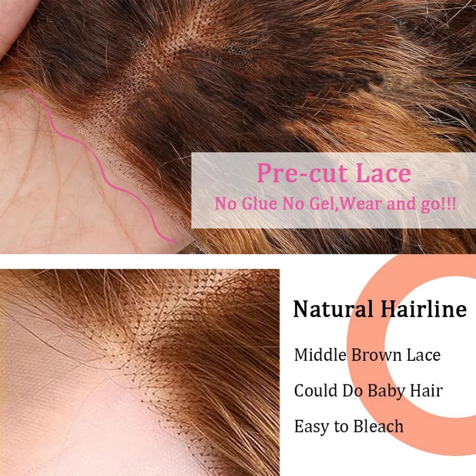 Bob Wig Human Hair 100% Highlight Ombre 5X5 Hd Lace Closure Wig Curly Short