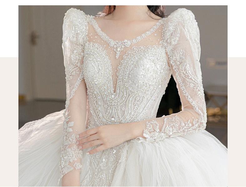 Beading Wedding Dress Sexy See Through Deep V Neck Bride Dress