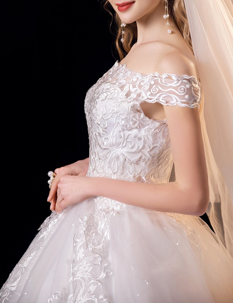 Wedding Dress Applique Plus Size Embroidery 2023 New Long Train Sweetheart Bride Dress