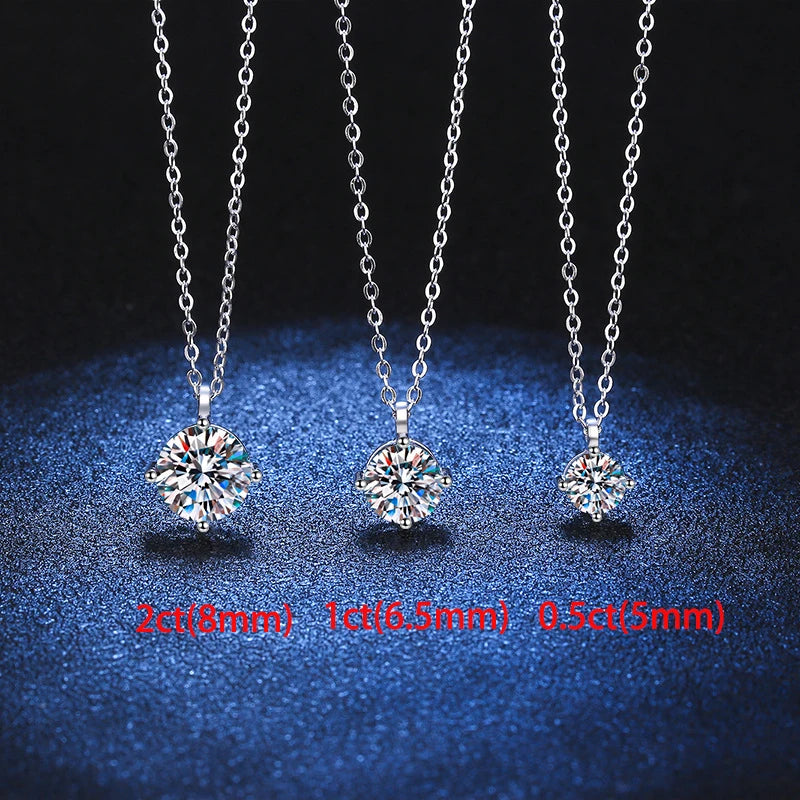 Trendy 925 Sterling Silver 1-3 Carat D Color Moissanite Pendant Necklace