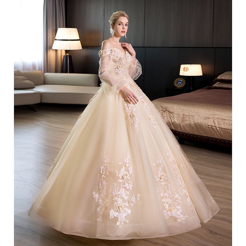 Long Sleeve Quinceanera Dress Off The Shoulder