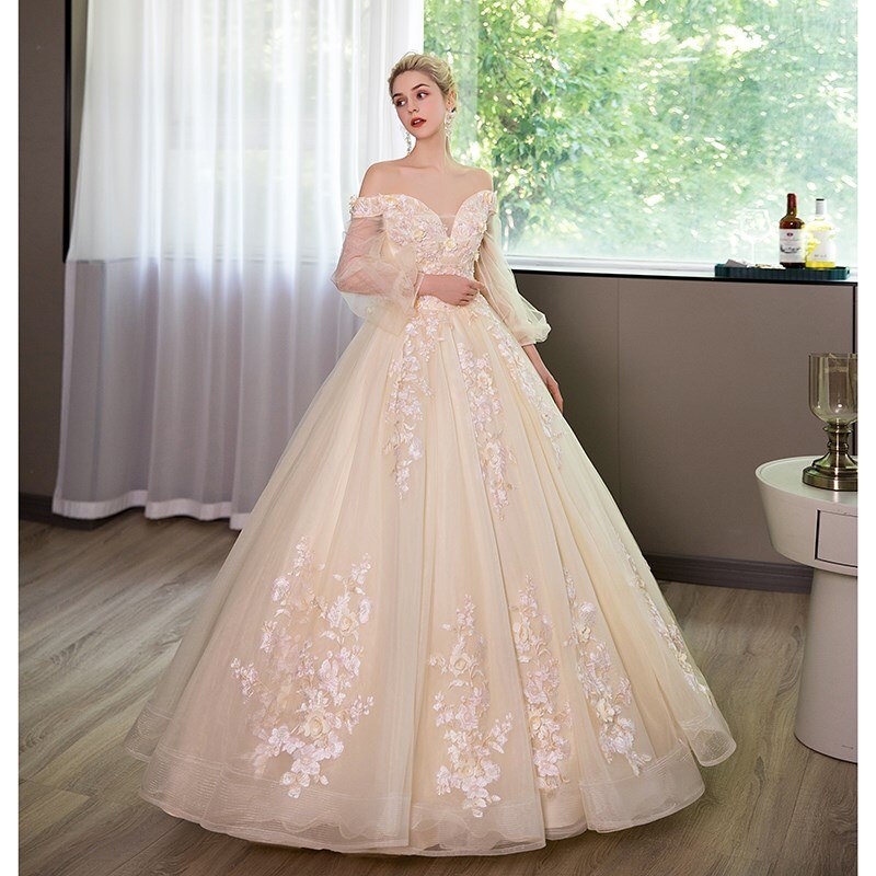 Long Sleeve Quinceanera Dress Off The Shoulder