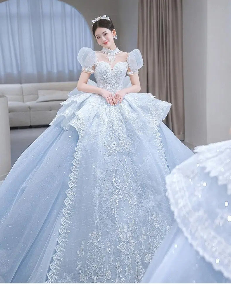 Luxury Blue Wedding Dress Ice And Snow Dress