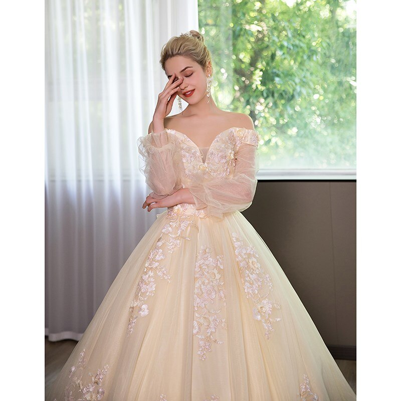 Long Sleeve Quinceanera Dress Off The Shoulder