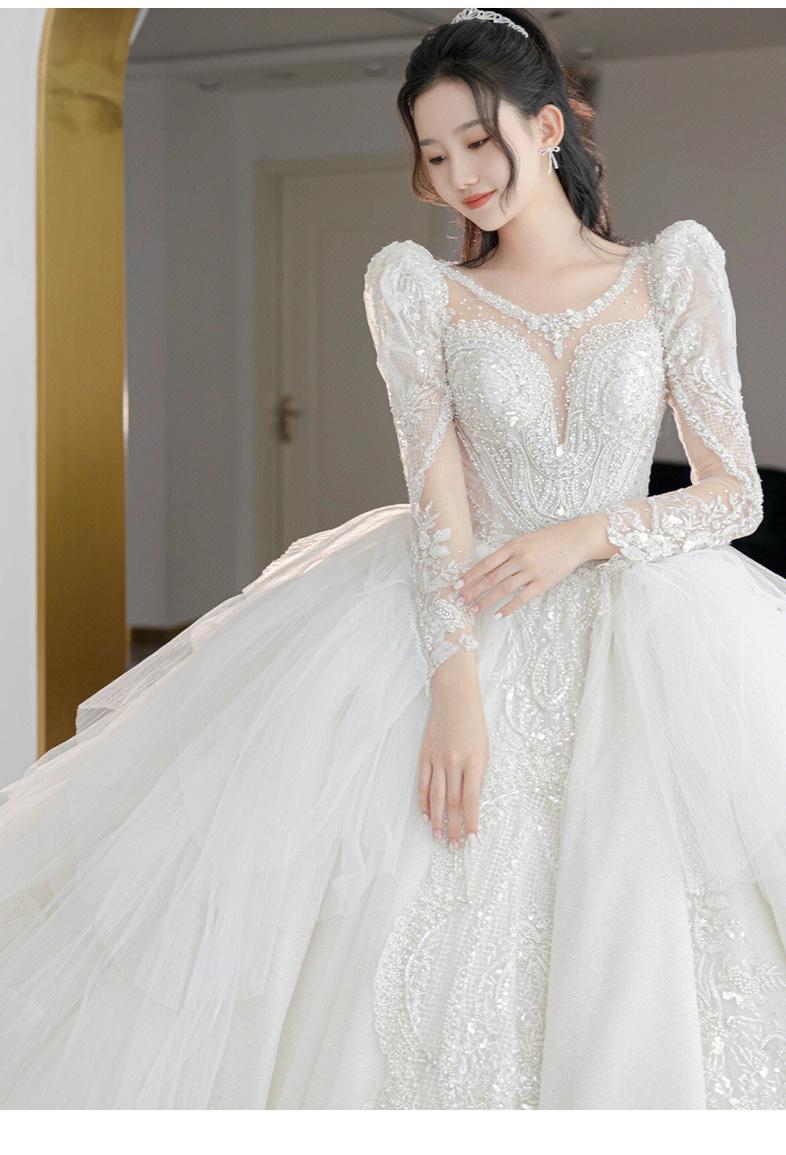 Beading Wedding Dress Sexy See Through Deep V Neck Bride Dress