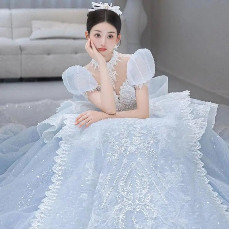 Luxury Blue Wedding Dress Ice And Snow Dress